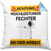 Fechter Kissen mit Füllung 40x40 Geschenk Lustiger Spruch Geschenkidee für Fechter Achtung Hochleistungs Fechter Bei Der Arbeit (Grau) Blau Trendation