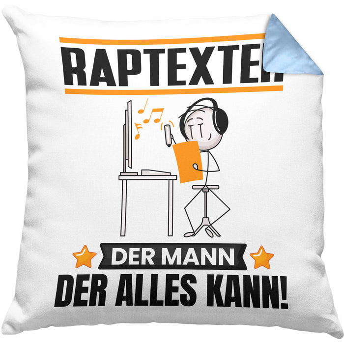 Raptexter Kissen mit Füllung 40x40 Geschenk für Raptexter Der Mann Der Alles Kann Geschenkidee zum Geburtstag (Grau) Blau Trendation