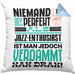 Jazz-Enthusiast Geschenk Kissen mit Füllung 40x40 Lustige Geschenkidee für Jazz-Enthusiast Geburtstag Niemand Ist Perfekt Aber Als Jazz-Enthusiast Ist Man Nah Dran (Grau) Blau Trendation