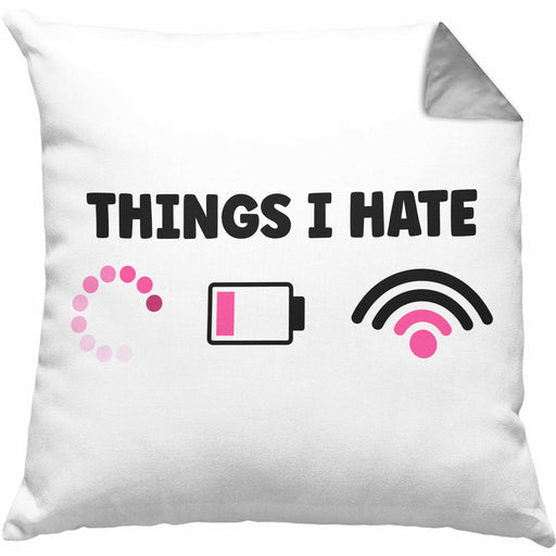 Lustige Programmiererin Computer Gaming Geschenk Kissen mit Füllung 40x40 Things I Hate Geschenkidee (Grau) Grau Trendation