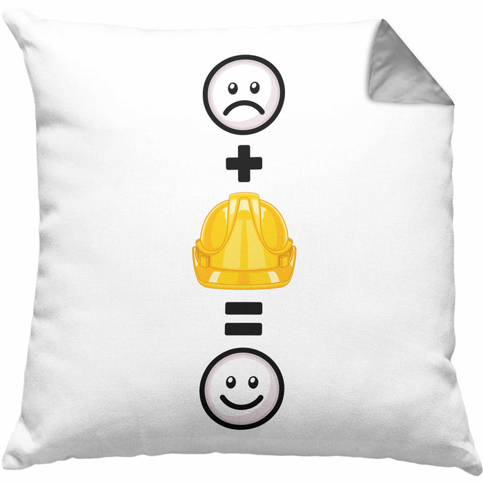 Baustelle Kissen mit Füllung 40x40 Geschenkidee für Bauarbeiter Geburtstag Lustiges Geschenk :( + Sicherheitshelm = :) (Grau) Grau Trendation