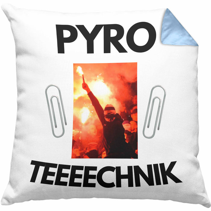 Pyrotechnik Kissen mit Füllung 40x40 Geschenk Pyrotechnik Ist Doch Kein Verbrechen Meme Joke (Grau) Blau Trendation