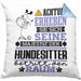 Hundesitter Geschenk Kissen mit Füllung 40x40 Lustiger Spruch Erheben Sie Sich Der Hundesitter Betritt den Raum (Grau) Blau Trendation