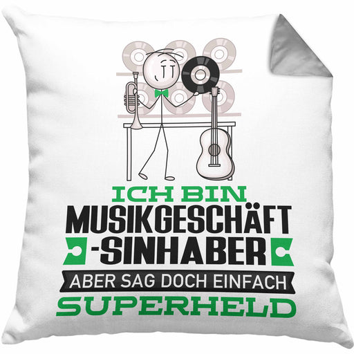 Musikgeschäftsinhaber Geschenk Kissen mit Füllung 40x40 Ich Bin Musikgeschäftsinhaber Aber Sag Doch Einfach Superheld Lustige Geschenkdiee für Musikgeschäftsinhaber (Grau) Grau Trendation