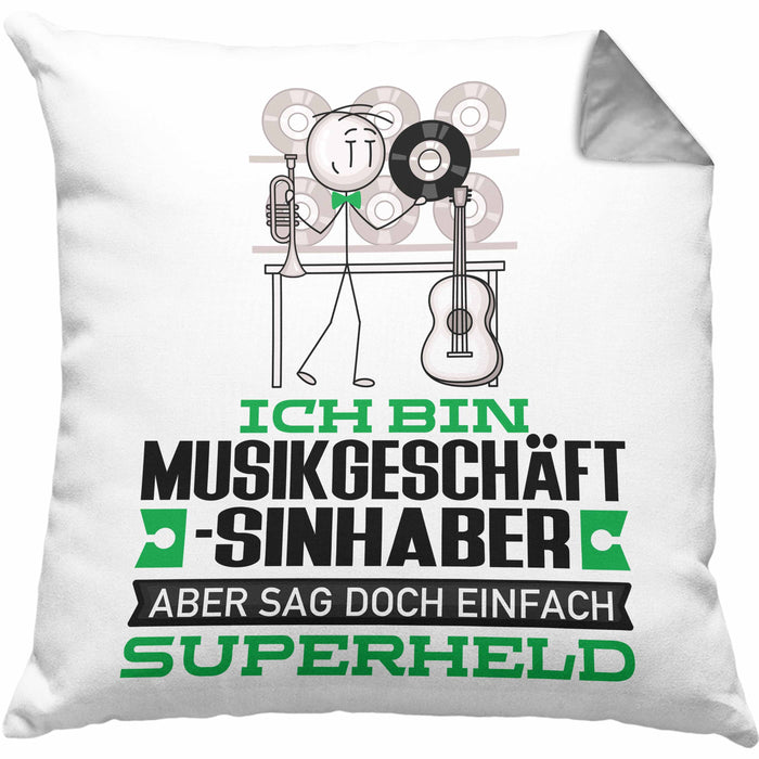 Musikgeschäftsinhaber Geschenk Kissen mit Füllung 40x40 Ich Bin Musikgeschäftsinhaber Aber Sag Doch Einfach Superheld Lustige Geschenkdiee für Musikgeschäftsinhaber (Grau) Grau Trendation