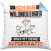 Wildnislehrer Kissen mit Füllung 40x40 Geschenk für Wildnislehrer Geburtstag Lustiger Spruch Was Ist Deine Superkraft (Grau) Blau Trendation