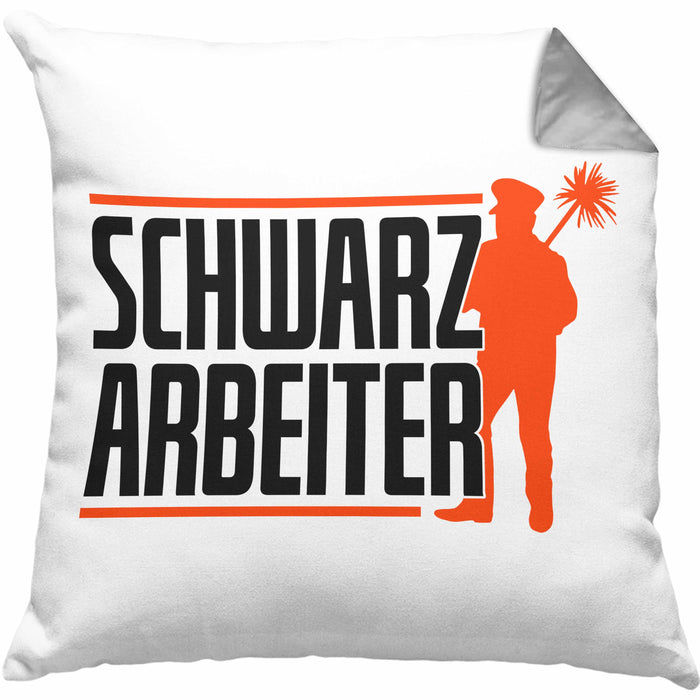 Lustiges Geschenk für Schornsteinfeger Spruch Geschenkdiee SchwarzarbeiterKissen mit Füllung 40x40 (Grau) Grau Trendation