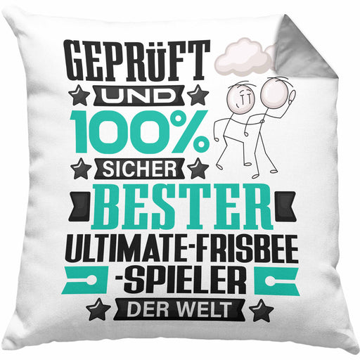 Ultimate-Frisbee-Spieler Geschenk Lustiger Spruch für Ultimate-Frisbee-Spieler Geschenkidee Bester Ultimate-Frisbee-Spieler Der WeltKissen mit Füllung 40x40 (Grau) Grau Trendation