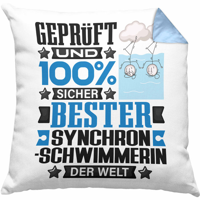 Synchronschwimmerin Geschenk Lustiger Spruch für Synchronschwimmerin Geschenkidee Bester Synchronschwimmerin Der WeltKissen mit Füllung 40x40 (Grau) Blau Trendation