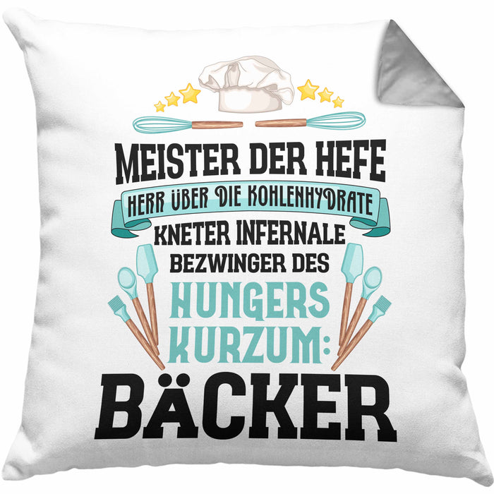Bäcker Kissen mit Füllung 40x40 mit Spruch Geschenkidee Bäckerin Geschenk Männer Frauen (Grau) Grau Trendation