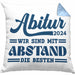 Abi 2024 Kissen mit Füllung 40x40 Geschenk Abi Bestanden Abitur Abschluss Geschenkidee (Grau) Blau Trendation