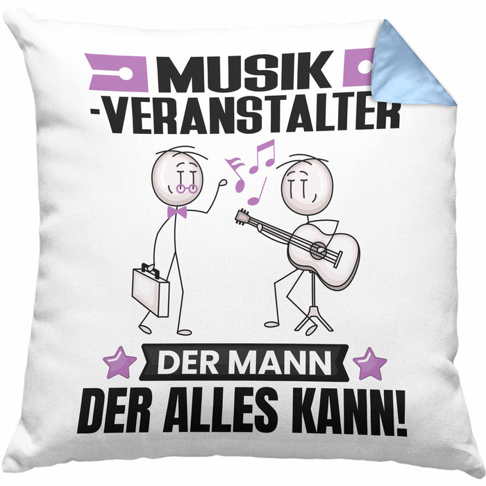 Musikveranstalter Kissen mit Füllung 40x40 Geschenk für Musikveranstalter Der Mann Der Alles Kann Geschenkidee zum Geburtstag (Grau) Blau Trendation