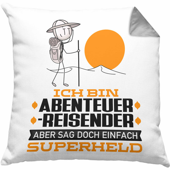 Abenteurreisender Geschenk Kissen mit Füllung 40x40 Ich Bin Abenteurreisender Aber Sag Doch Einfach Superheld Lustige Geschenkdiee für Abenteurreisender (Grau) Grau Trendation