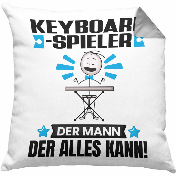 Keyboard-Spieler Kissen mit Füllung 40x40 Geschenk für Keyboard-Spieler Der Mann Der Alles Kann Geschenkidee zum Geburtstag (Grau) Grau Trendation