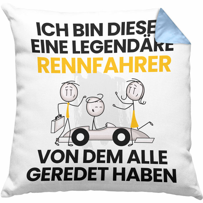 Rennfahrer Geschenk Kissen mit Füllung 40x40 Lustige Geschenkidee Geburtstag für Rennfahrer Ich Bin Dieser Legendäre Rennfahrer Von Dem Alle Geredet Haben (Grau) Blau Trendation