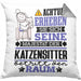 Katzensitter Geschenk Kissen mit Füllung 40x40 Lustiger Spruch Erheben Sie Sich Der Katzensitter Betritt den Raum (Grau) Grau Trendation