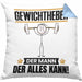 Gewichtheber Kissen mit Füllung 40x40 Geschenk für Gewichtheber Der Mann Der Alles Kann Geschenkidee zum Geburtstag (Grau) Blau Trendation