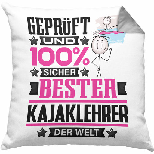 Kajaklehrer Geschenk Lustiger Spruch für Kajaklehrer Geschenkidee Bester Kajaklehrer Der WeltKissen mit Füllung 40x40 (Grau) Grau Trendation