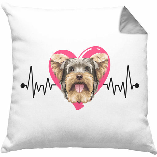 Yorkie Besitzer Kissen mit Füllung 40x40 Geschenk Lustiger Spruch Geschenkidee Herzschlag Yorkie (Grau) Grau Trendation