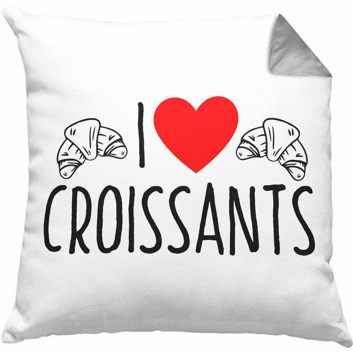 Kissen mit Füllung 40x40 "I Love Croissants" Lustiges Geschenk für Croissant-Liebhaber Frankreich (Grau) Grau Trendation