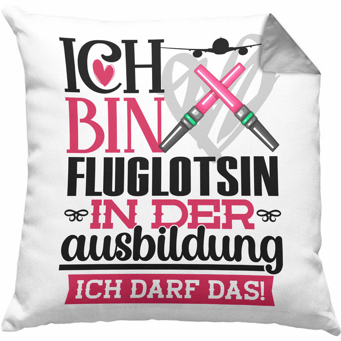 Fluglotsin Ausbildung Start Geschenk Kissen mit Füllung 40x40 Ich Bin Fluglotsin In Der Ausbildung Ich Darf Das Geschenkidee (Grau) Grau Trendation