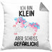 Lustige Ich Bin Klein Aber Gefährlich Kissen mit Füllung 40x40 Mit Spruch Einhorn Geschenk Mama Freundin Kollegin Geschenkidee Arbeit Frauen (Grau) Grau Trendation
