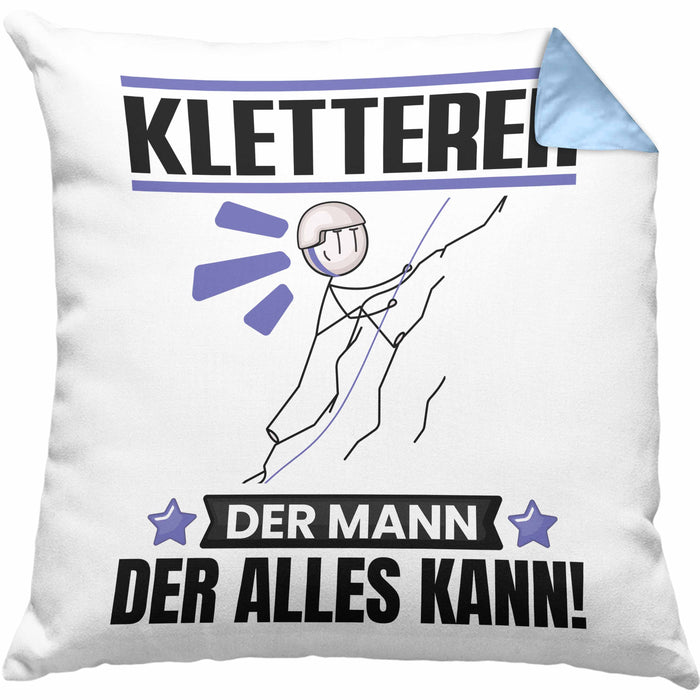 Kletterer Kissen mit Füllung 40x40 Geschenk für Kletterer Der Mann Der Alles Kann Geschenkidee zum Geburtstag (Grau) Blau Trendation