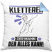 Kletterer Kissen mit Füllung 40x40 Geschenk für Kletterer Der Mann Der Alles Kann Geschenkidee zum Geburtstag (Grau) Blau Trendation