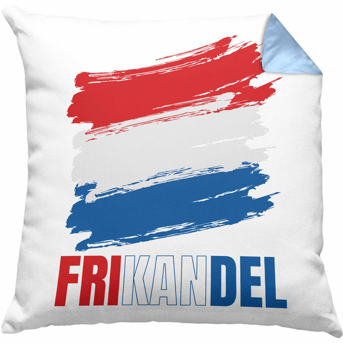 Holland Fan Kissen mit Füllung 40x40 Geschenk Holländer Frikande (Grau) Blau Trendation