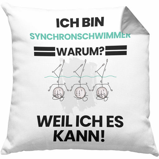 Synchronschwimmer Geschenk Kissen mit Füllung 40x40 Lustiger Spruch Ich Bin Synchronschwimmer Warum Weil Ich Es Kann Geschenkidee Bester Synchronschwimmer Geburtstag (Grau) Grau Trendation