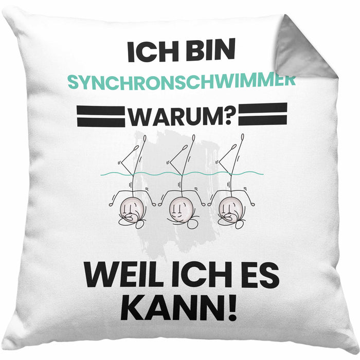 Synchronschwimmer Geschenk Kissen mit Füllung 40x40 Lustiger Spruch Ich Bin Synchronschwimmer Warum Weil Ich Es Kann Geschenkidee Bester Synchronschwimmer Geburtstag (Grau) Grau Trendation