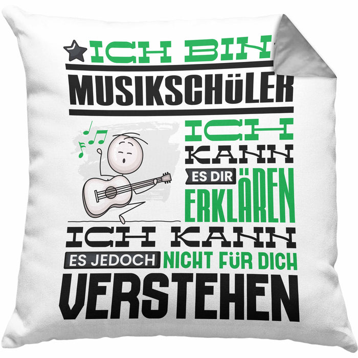 Musikschüler Geschenk Kissen mit Füllung 40x40 Geschenkidee für Musikschüler Geburtstag Lustig Ich Bin Musikschüler Ich Kann Es Dir Erklären Aber Nicht Für Dich Verstehen (Grau) Grau Trendation