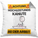 Kanute Kissen mit Füllung 40x40 Geschenk Lustiger Spruch Geschenkidee für Kanute Achtung Hochleistungs Kanute Bei Der Arbeit (Grau) Grau Trendation