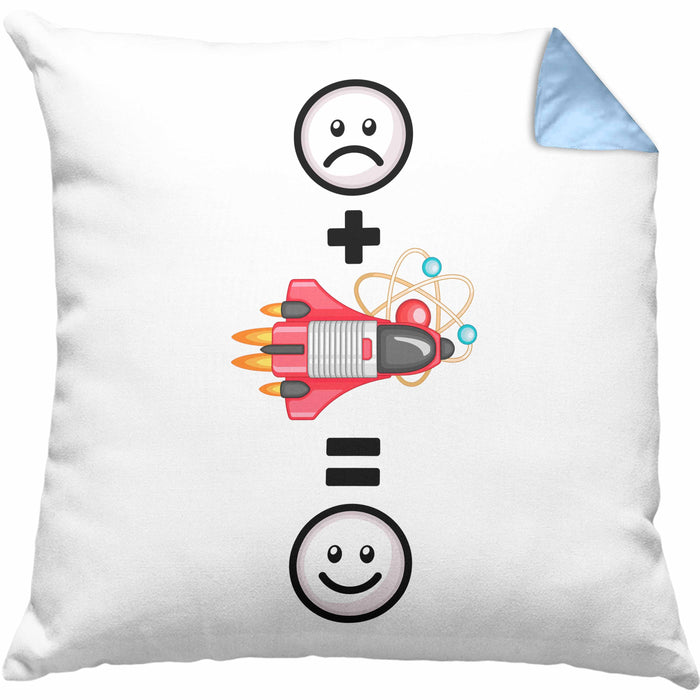 Astrophysik Kissen mit Füllung 40x40 Geschenk für Raketenwissenschaftler Lustige Geschenkidee :( + Rakete = :) (Grau) Blau Trendation