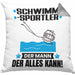 Schwimmsportler Kissen mit Füllung 40x40 Geschenk für Schwimmsportler Der Mann Der Alles Kann Geschenkidee zum Geburtstag (Grau) Grau Trendation
