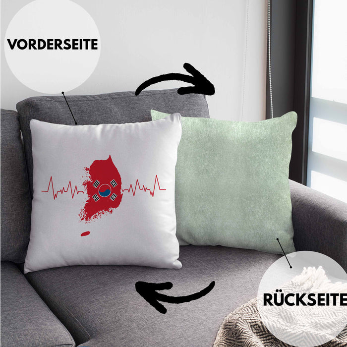 Seoul Kissen mit Füllung 40x40 Geschenk Südkorea South Korea Kpop Geschenkidee (Grau) Grün Trendation