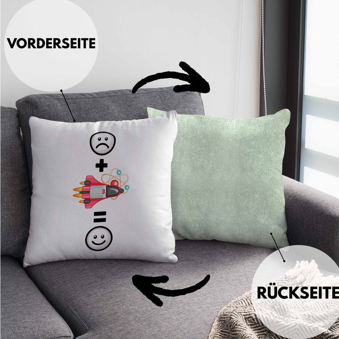 Astrophysik Kissen mit Füllung 40x40 Geschenk für Raketenwissenschaftler Lustige Geschenkidee :( + Rakete = :) (Grau) Grün Trendation