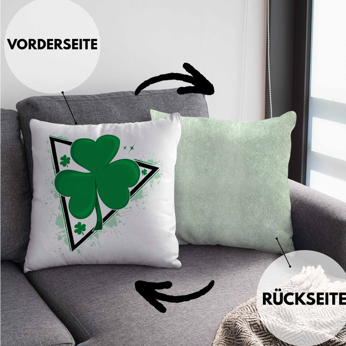 St Patricks Day Kissen mit Füllung 40x40 Kleeblatt Irisch Irland Geschenkidee (Grau) Grün Trendation