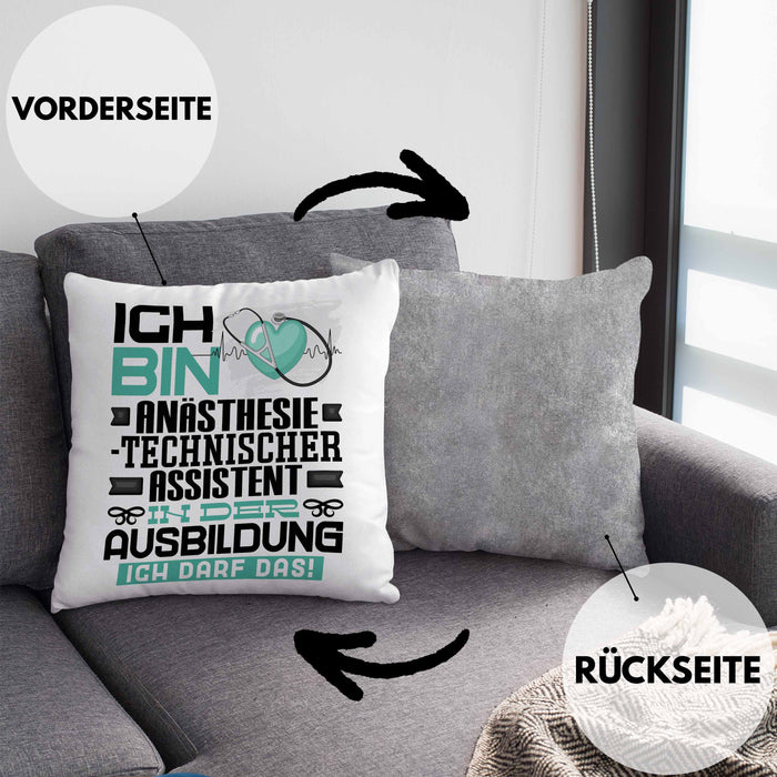 Anästhesietechnischer Assistent Ausbildung Kissen mit Füllung 40x40 Geschenk Ich Bin Anästhesietechnischer Assistent In Der Ausbildung Ich Darf Das Geschenkidee Spruch (Grau) Grau Trendation