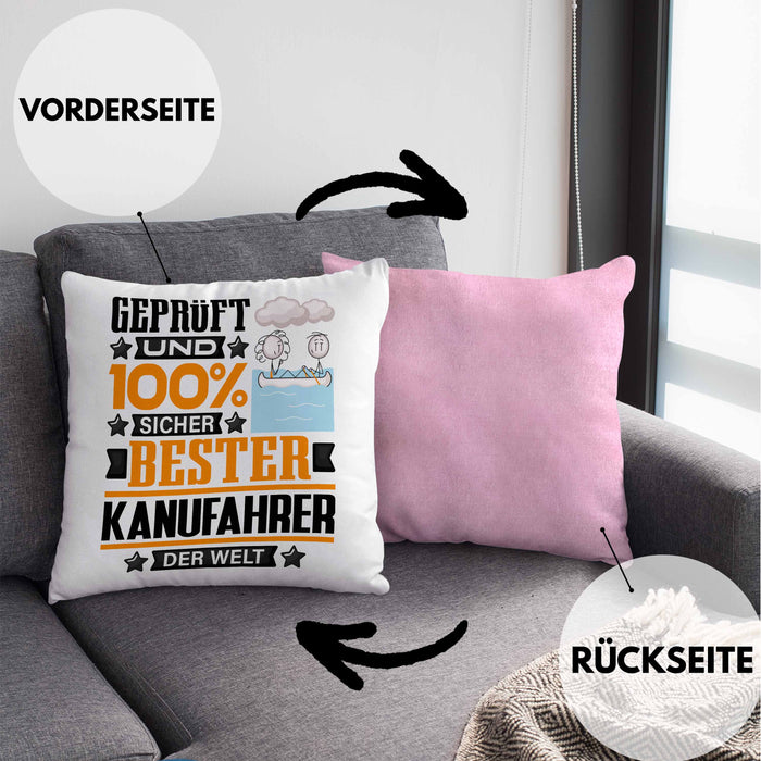 Kanufahrer Geschenk Lustiger Spruch für Kanufahrer Geschenkidee Bester Kanufahrer Der WeltKissen mit Füllung 40x40 (Grau) Rosa Trendation