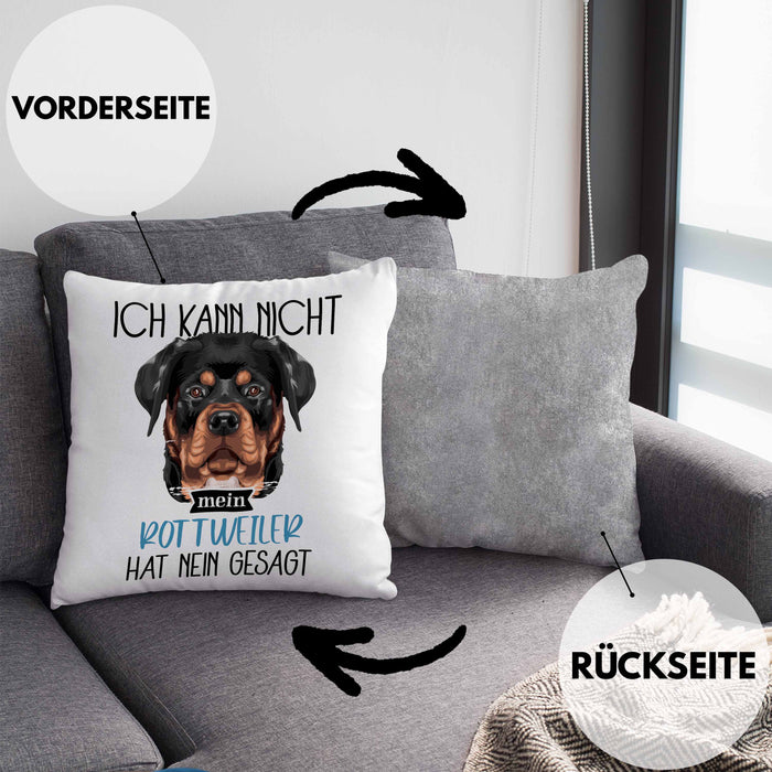 Rottweiler Besitzer Kissen mit Füllung 40x40 Geschenk Lustiger Spruch Geschenkidee Ich Kann Nicht Mein Rottweiler Hat Nein Gesagt (Grau) Grau Trendation