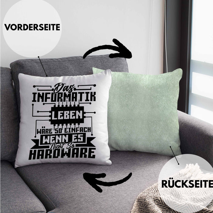 Informatiker Geschenk Kissen mit Füllung 40x40 Programmierer Coder Hardware Informatik IT (Grau) Grün Trendation