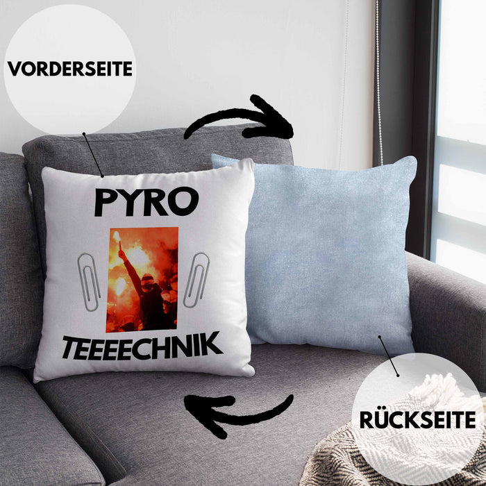 Pyrotechnik Kissen mit Füllung 40x40 Geschenk Pyrotechnik Ist Doch Kein Verbrechen Meme Joke (Grau) Blau Trendation