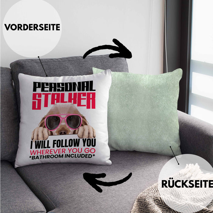 Cocker Spaniel Besitzerin Kissen mit Füllung 40x40 Geschenk Lustiger Spruch Geschenkidee Personal Stalker (Grau) Grün Trendation
