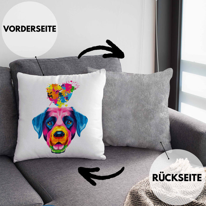 Labrador Herz Farbe Besitzer Kissen mit Füllung 40x40 Geschenk Lustiger Spruch Geschenkidee Labrador Liebhaber (Grau) Grau Trendation