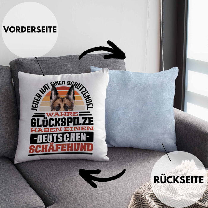 Deutscher Schäferhund Kissen mit Füllung 40x40 Geschenkidee Schäferhund Besitzer Schutzengel (Grau) Blau Trendation