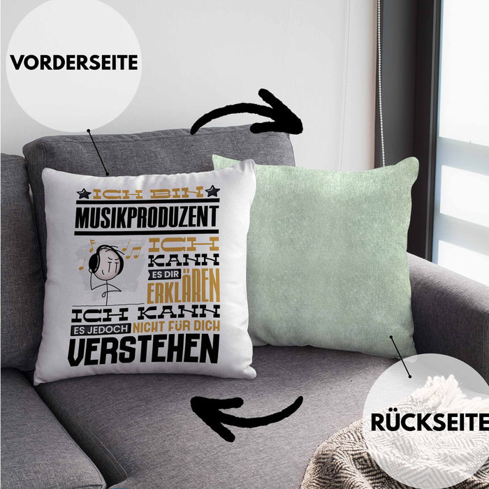 Musikproduzent Geschenk Kaffee-Kissen mit Füllung 40x40 Geschenkidee für Musikproduzent Ich Bin Musikproduzent Ich Kann Es Dir Erklären Jedoch Nicht Für Dich Verstehen Spruch Lustig (Grau) Grün Trendation