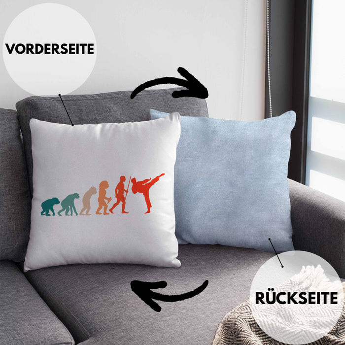 Karate-Kissen mit Füllung 40x40 Geschenk Kampfsport-Fans Jiu Jitsu Geschenkidee Evolution (Grau) Blau Trendation