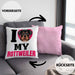 Rottweiler Besitzerin Kissen mit Füllung 40x40 Geschenk Lustiger Spruch Geschenkidee I Love My Rottweiler (Grau) Rosa Trendation