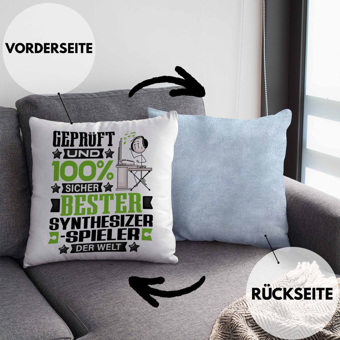 Synthesizer-Spieler Geschenk Lustiger Spruch für Synthesizer-Spieler Geschenkidee Bester Synthesizer-Spieler Der WeltKissen mit Füllung 40x40 (Grau) Blau Trendation